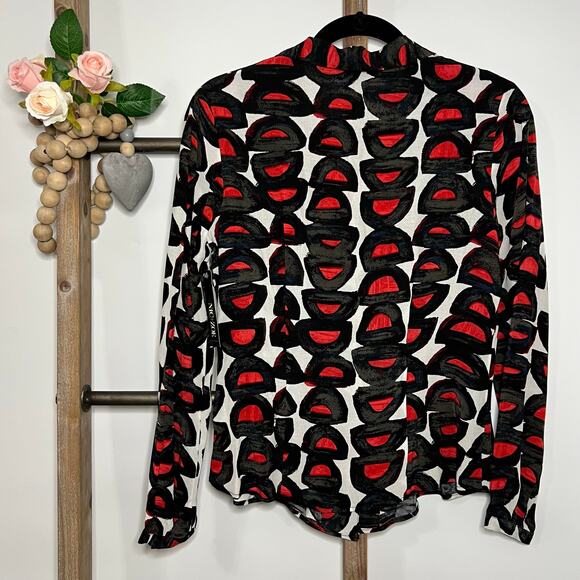 Nic and Zoe NWT Long Sleeve Red Black White‎ Button Up Blouse Size X Small - Picture 4 of 8
